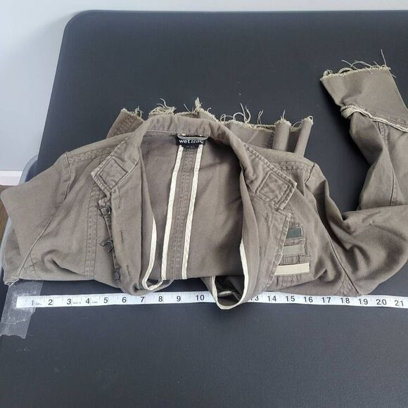 Y2K Wet Seal Womens Military Jacket Army Green Size Large Distressed Grunge Alt - Picture 7 of 8